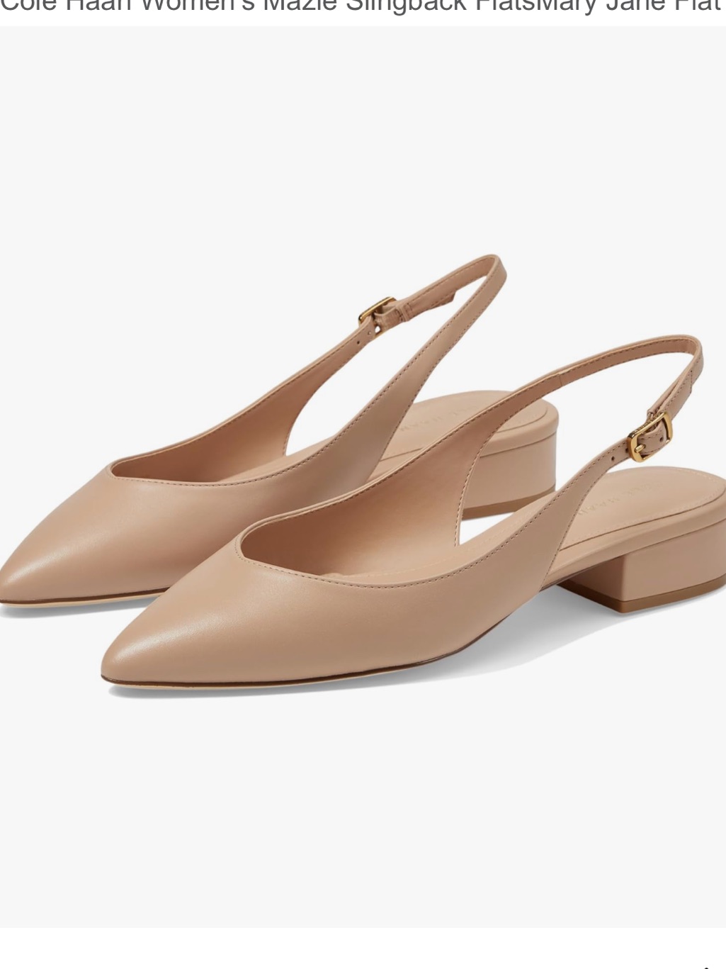 Nwob Cole Haan Mazie Brush Leather Slingback Flat. Size 7.5b. Msrp $150